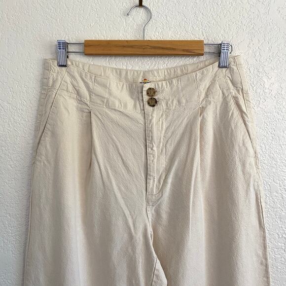Marine Layer Flora High Waisted Wide Leg Trouser Pants Parchment Ecru Size 10 - Picture 7 of 16